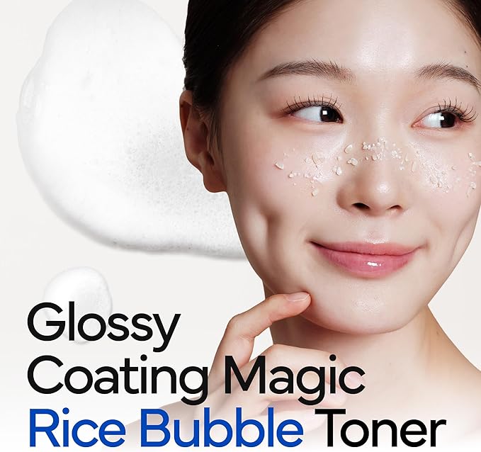 Rice Milky Bubble Facial Mask, Soothing & Hydrating Face Toner with Black Rice Extract & Niacinamide, Helps Support Skin Barrier and Glow for Sensitive Skin, Korean Skincare (5.07fl oz/ 150ml)