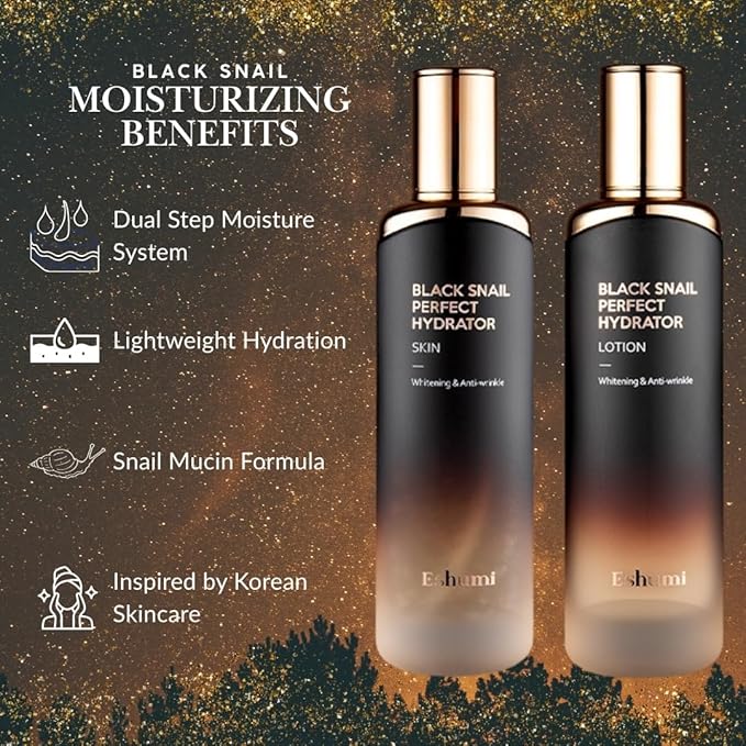 Black Snail Toner 120ml - Premium Snail Mucin Hydrating Toner with Niacinamide and Adenosine, Luxury Korean Skincare for Face, All Skin Types