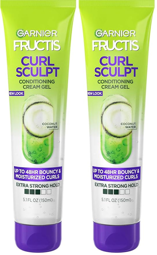 Garnier Fructis Style Curl Sculpt Conditioning Cream Gel for Bounce & Moisture,5.1 Fl Oz,(Packaging May Vary),(Pack of 2)