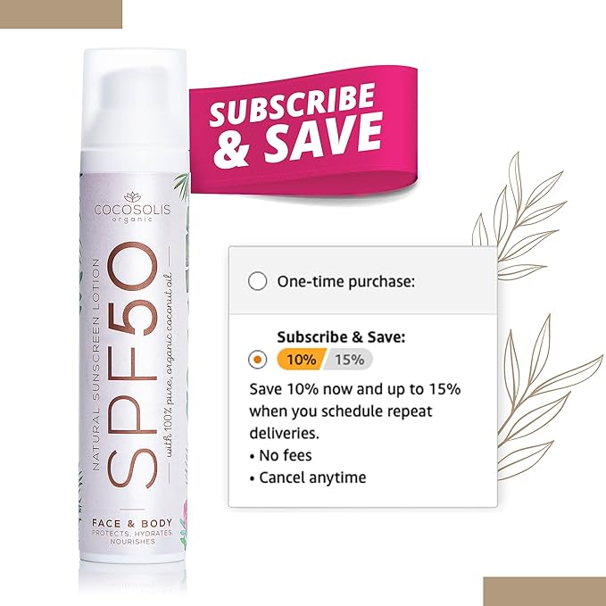 COCOSOLIS Natural Sunscreen Lotion SPF 50 | Effective UVA and UVB protection | Long-lasting Saturated Tan | Nourished & Hydrated Skin | For Face & Body | Mineral Sun Block | 100% Natural Ingredients