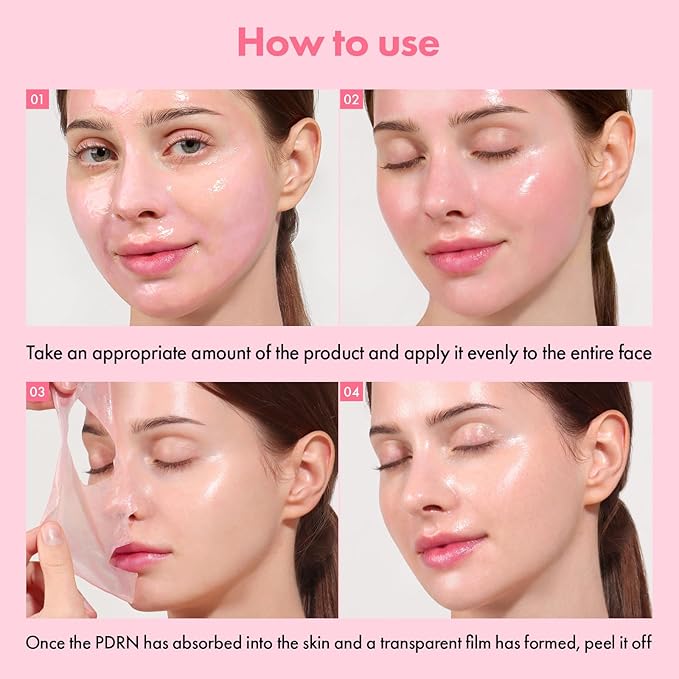 TOSOWOONG Real Pink PDRN Fit, Salmon DNA Wrapping Mask,12 Peptides, Hydrolyzed Collagen Peel Off Facial Mask for Elasticity, Firming, Moisturizing, Glow, Glass Skin, Korean Skincare, 50ml/1.69 fl. oz.