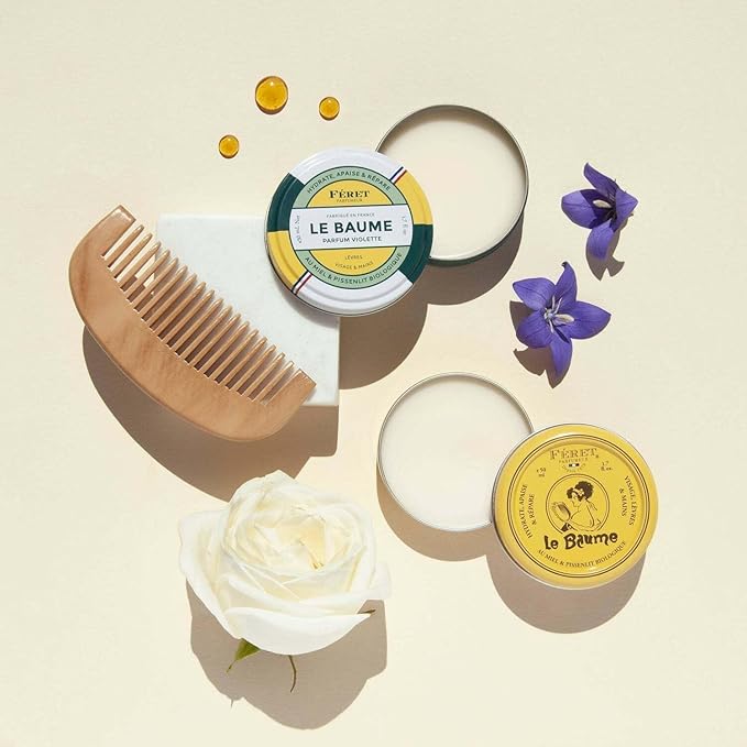 Feret Parfumeur Le Baume Multi-Purpose Balm – Violette – Natural Lip Balm with Shea Butter & Honey – Hydrating Moisturizer for Dry Skin, Lips & Cuticles – Made in France – Pack 2-15ml/0.52 Ounce