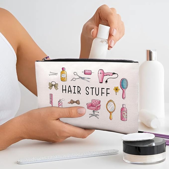 Hair Stuff Makeup Bag, Hair Stuff Gifts For Women, Funny Makeup Pouch, Travel Toiletry Bag With Zipper, Birthday Gifts For Mom, Travel Toiletry Bag