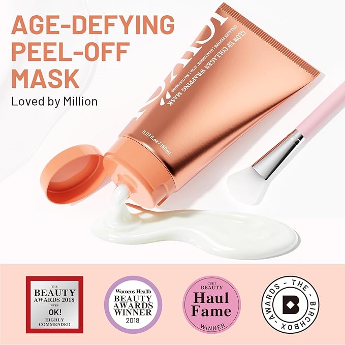 Collagen Peptides Night Wrapping Face Mask 5.07 oz – Overnight Peel-Off Face Mask with Hyaluronic Acid & Vitamin E – Hydrating & Elasticity Korean Skincare for Glass Skin Radiance