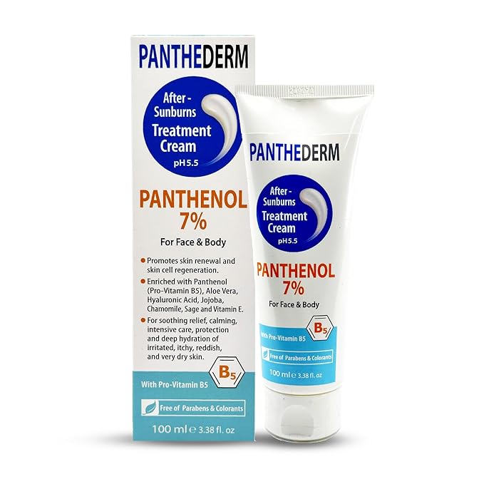 Panthederm After-Sunburn Treatment Cream – pH 5.5, Panthenol 7% for Face & Body – Soothing Relief, Calming & Deep Hydration, Promotes Skin Renewal 3.38fl.oz