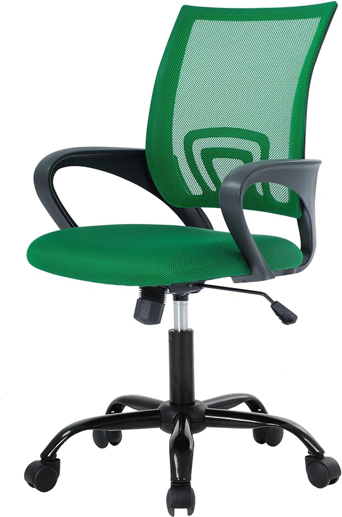 PayLessHere Office Computer Chair Ergonomic Cheap Desk Chair Adjustable Comfortable Mid Back Task Rolling Swivel with Lumbar Support for Home Office (Pack of 1, Green)
