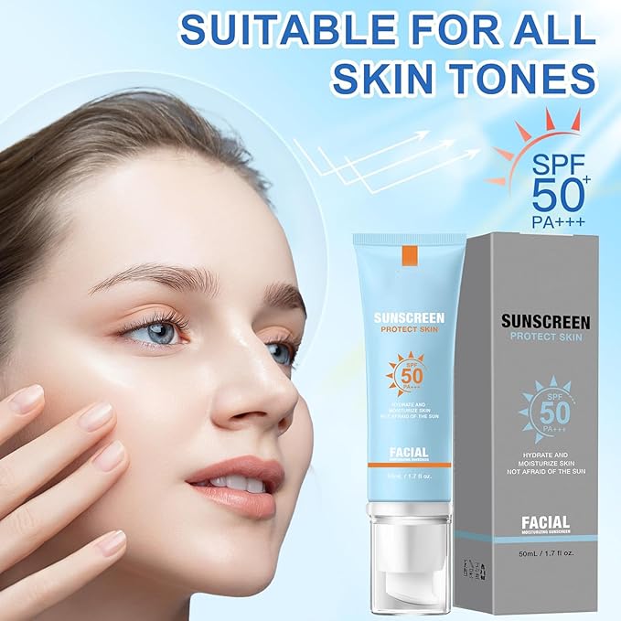 Moisturizing Sunscreen for Face SPF 50 - Travel Size Sunscreen, No Sticky Refreshing Skin Care Solution for All Skin Type (2)