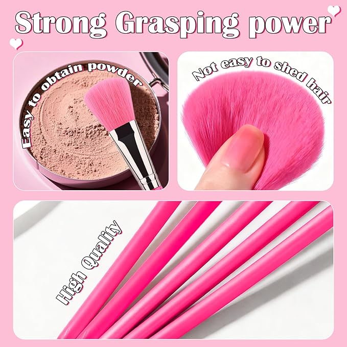 Makeup Brush Set, 43Pcs Makeup Tool Set Premium Synthetic Foundation Concealers Powder Eye Shadows Makeup Brushes Kit for for Beginner Professional, Rose Pink