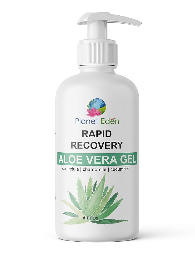 Rapid Recovery Aloe Vera Gel 4 oz with CICA, Chamomile | Cucumber Extract | Monoi Oil | Rosehip Oil | - Rapid relief for after skin peel, sun burn, itch | NON STICKY | HYDRATING | PARABEN FREE