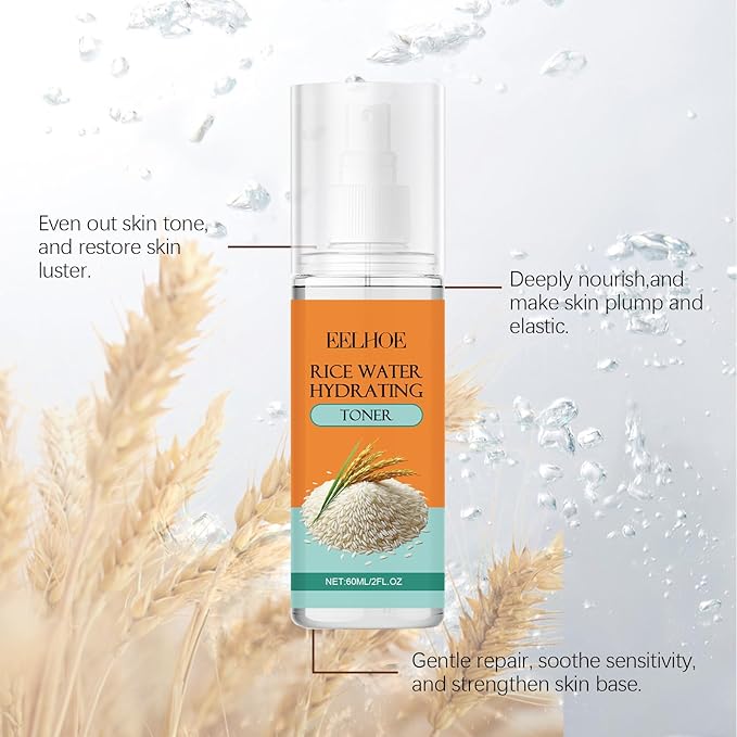 Rice Water & Niacinamide Facial Toner, Hydrating Face Mist with Aloe Vera, Improves Skin Tone & Reduces Signs of Aging, Lightweight Moisturizer for a Youthful Glow, 60ml/2FL.OZ