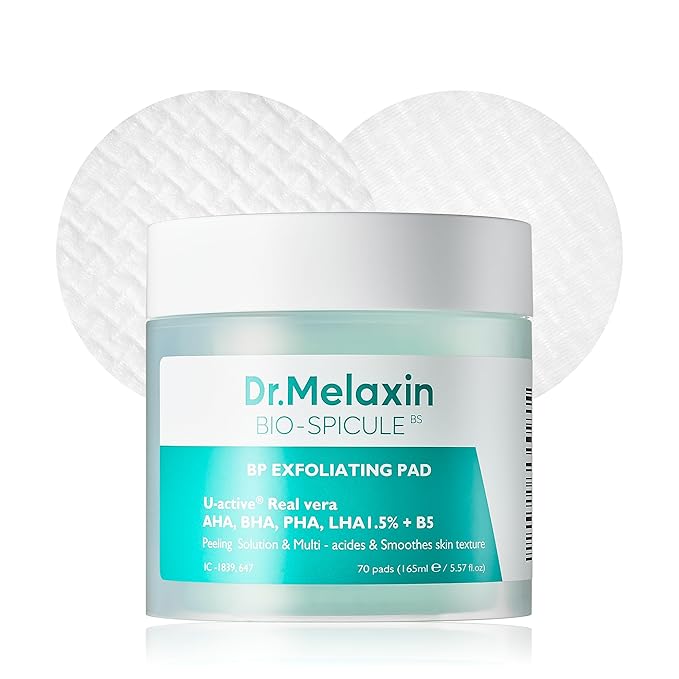 Dr.Melaxin BP Pore Exfoliating Pad for Dead Skin & Blackheads, Minimize Pores, Prevent Breakouts, Improve Skin Texture, Korean Skincare, 165ml, 70pads.