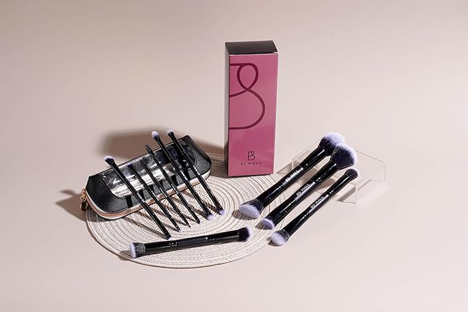BS-MALL Double-ended Makeup Brush Set With Concealer Brush & Foundation Brush, Eyeshadow Brush- Travel-friendly Multi-purpose Brushes In Makeup Bag For Daily Use (10 PCS Black)