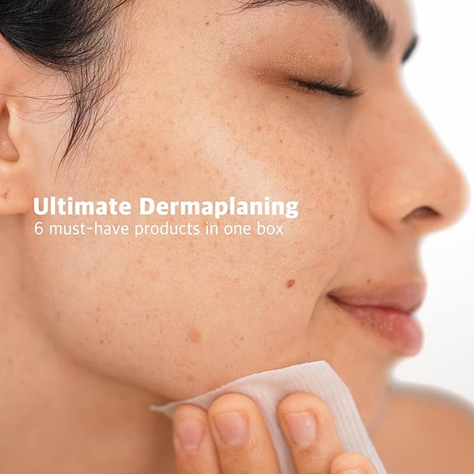 epielle & Tinkle Complete Safe Dermaplane Starter Kit: Safe Facial Renewal System Cleanser, Multi-Balm, Dermaplane Tool, Hydrating Mask & Serum, Peach Fuzz Removal Stocking Stuffer Dermaplaning Kit