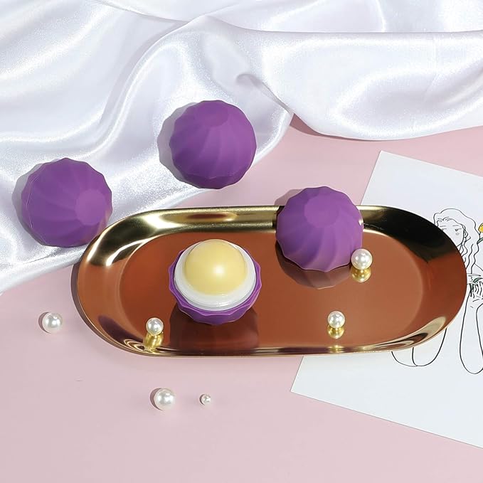 longway 0.24Oz (7ml) Empty Lip Balm Sphere Containers | Screw Cap Lipstick Tubes/Chapstick Tubes/Chapstick Holder for Lip Gloss & BPA FREE (Pack of 10, Purple)