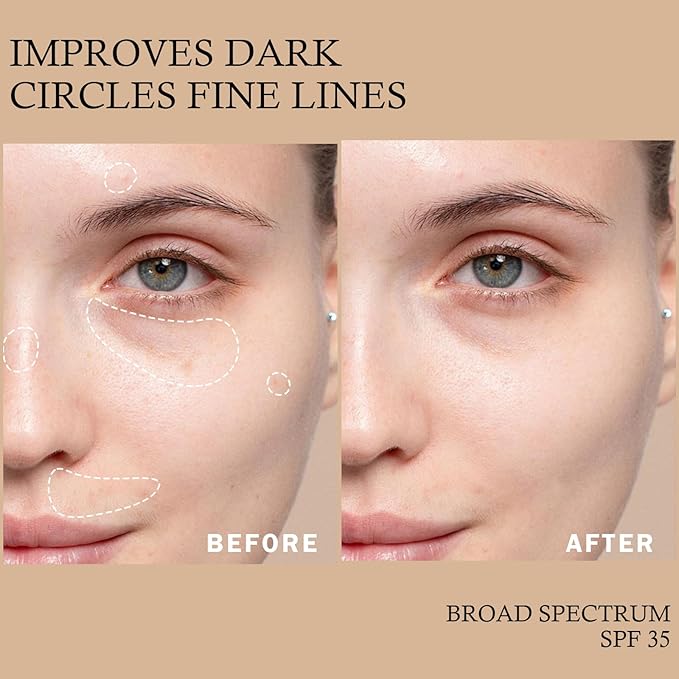 Mineral Sunscreen Eye Cream, SPF 35 3-in-1 Anti-Aging Sunscreen Under Eye Corrector for Smooth Eyelines Cover Dark Circle, Fine Lines Puffiness and Bags-04 Pink
