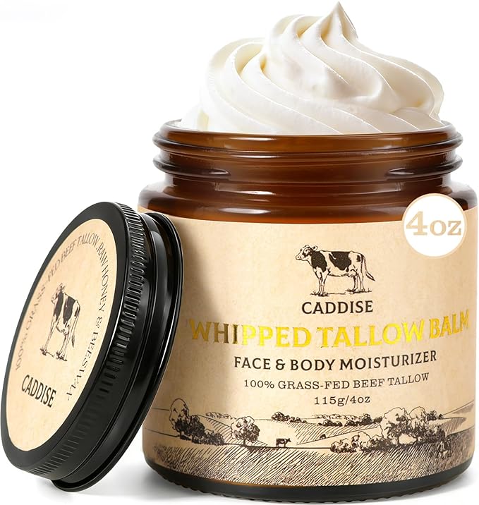 Whipped Beef Tallow for Skin – 100% Grass-Fed Handmade Cream Moisturizer for Face & Body, Natural with Honey, Shea Butter, Jojoba Oil, Non-Greasy, Nourishing for Men, Women, Kids, 4 Oz