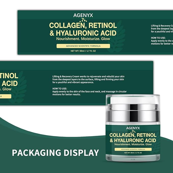 Collagen, Retinol & Hyaluronic Acid Cream – Anti Aging Face & Neck Moisturizer for Women & Men, Day & Night Facial Cream for Wrinkles, Firming, and Hydrating Skin Care 1.7 fl.oz