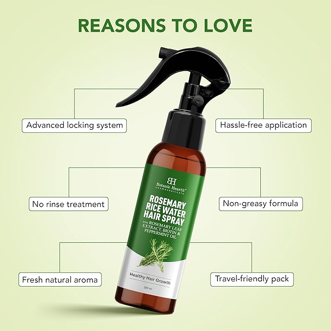 Botanic Hearth Rosemary Rice Water Spray 6.8 fl oz for Hair Growth– Korean Scalp Detox & Hydrating Hair Treatment for Thinning, Anti-Itch & Anti-Flake, Sulfate & Paraben Free