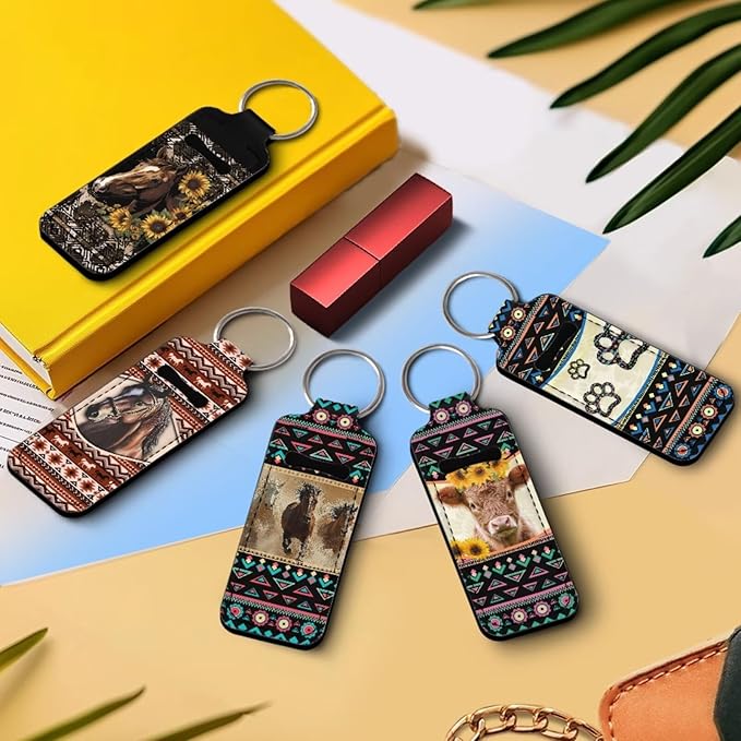 Pensura Chapstick Holder Keychain Fashion 5 Pcs Car Keychain Holder Portable Chapstick Holder Keep from Scratched and Dust