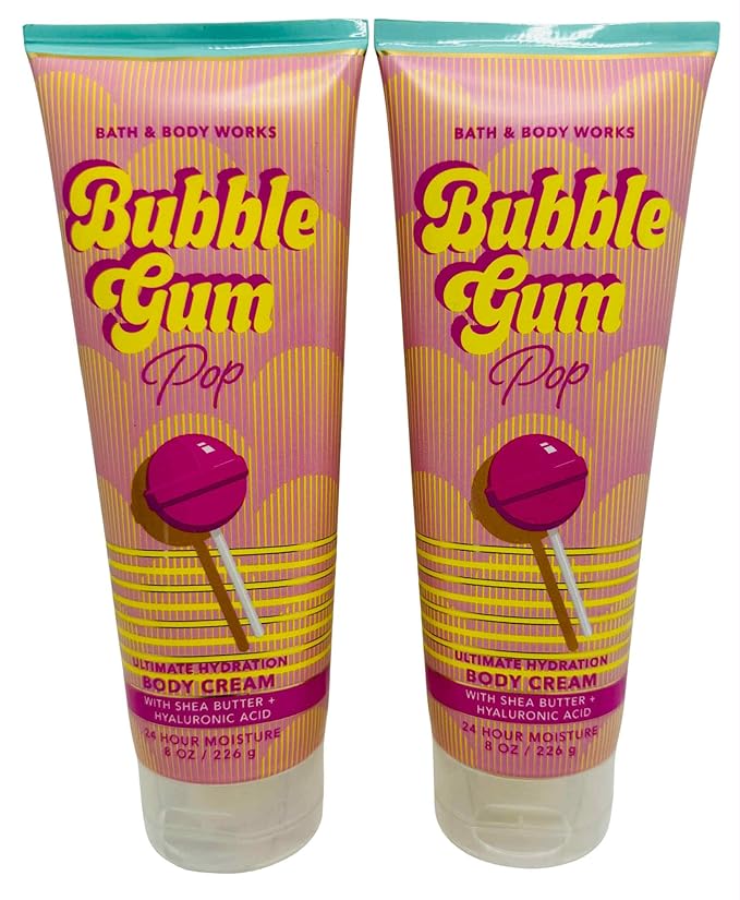 Bath & Body Works Bubblegum Pop Ultimate Hydration Body Cream 8 Ounces Pack of 2