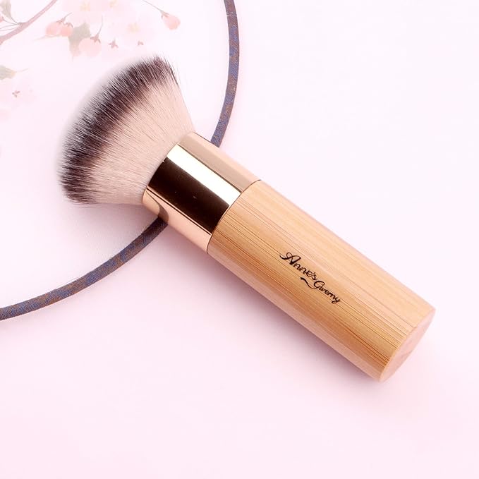 ANNE'S GIVERNY Makeup Foundation Sponge Brush Bronzer Loose Powder Blush Finish Airbrush Buffer Contour Kabuki Blender (Bamboo)