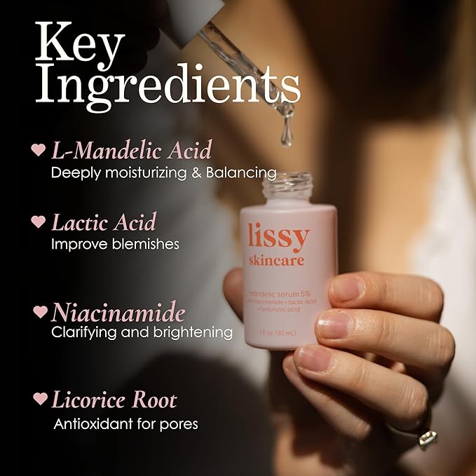 Mandelic Acid Serum Toner Exfoliant | Great For Acne Breakouts, Reduce Redness, Balancing Treatment | Plus Niacinamide, Licorice Root & Hyaluronic Acid, Hydration (Lissy Skincare)