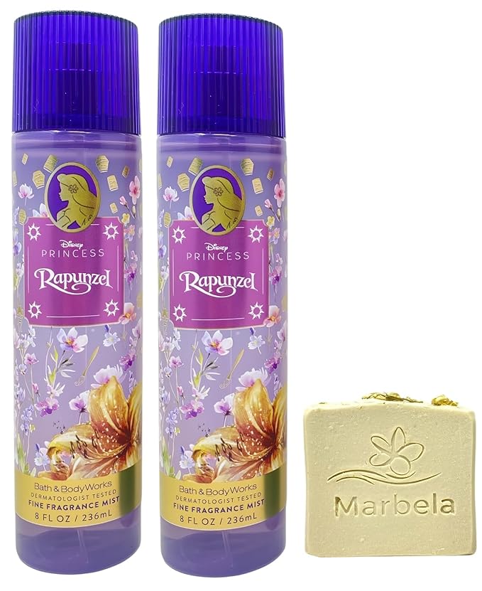 Bath & Body Works Limited Edition Princess Collection Rapunzel 2 Fine Fragrance Mists with a Wild Jasmine Bar Soap