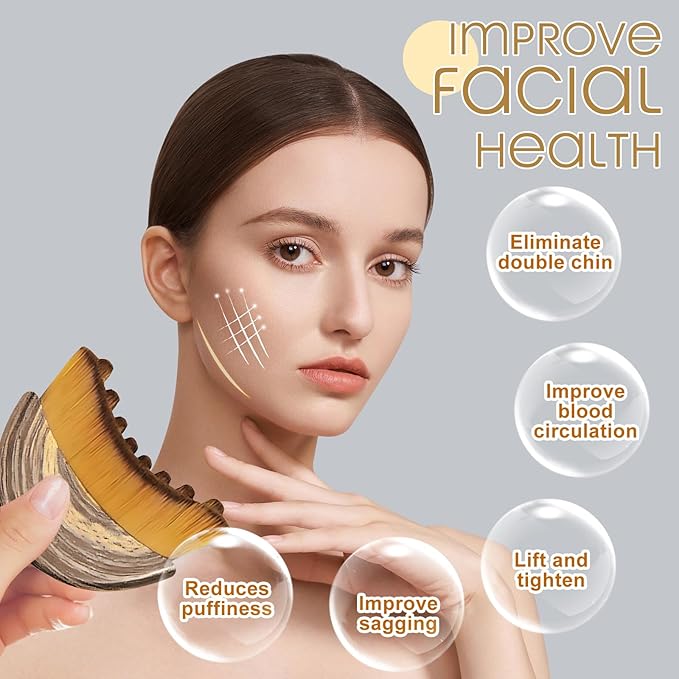 2PCS Lymphatic Contour Face Brush - Ultra-Soft Bristles for Facial Lymphatic Drainage, Chin & Jawline Sculpting, Ergonomic Design for Depuffing - Gua Sha Brush Alternative, Dry Brush for Face