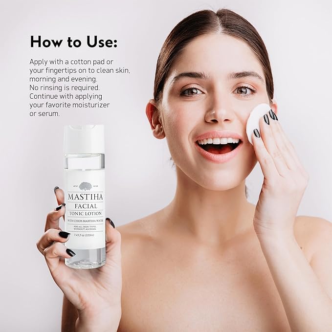 Mastihashop Facial Toner Lotion - Alcohol-Free Face Toner with Distilled Chios Mastiha Water - Hydrating and Moisturizing Toner for All Skin Types - Vegan & Cruelty-Free - 220ml / 7.43 fl oz