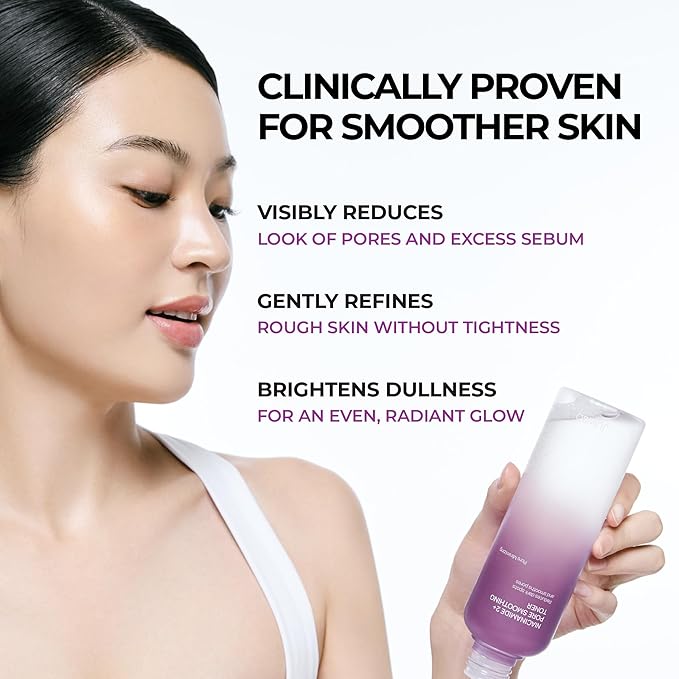 JUMISO Niacinamide 2% + PHA/BHA Pore Smoothing Toner (205ml/6.93 fl oz), 1% TXA + Glutathione, Glass Skin Prep, Gentle Exfoliation for Textured Skin, Unscented, Korean Skincare