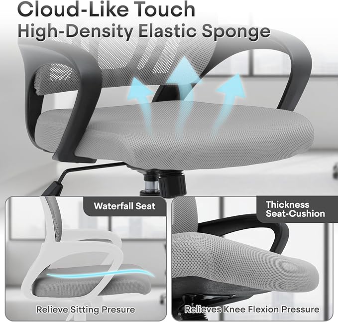 Ergonomic Office Chair - 330Lbs, Breathable Mesh Computer Desk Chair with Lumbar Support & Armrest, Rolling Swivel Adjustable Tilt Lock for Home Office/Gaming, Bedroom Study