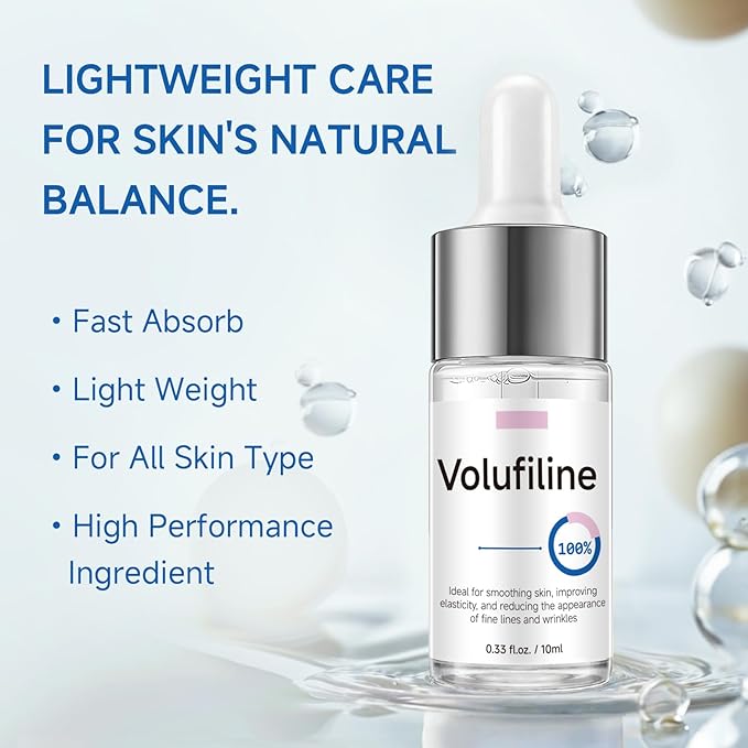 Volufiline Serum, Volufiline Under Eye Serum, Cosmetic Grade Ampoule for Skin Elasticity Improvement, Face & Body Fine Lines, Hydrating Texture, 10ml*2