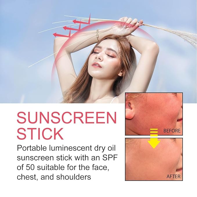 Moisturizing Sunscreen Stick for Face SPF 50+, Grapefruit Face Sunblock Stick, Lightweight Sun Cream for All Skin Types, Non Greasy & Smooth Skin Texture, 20g (3pc)