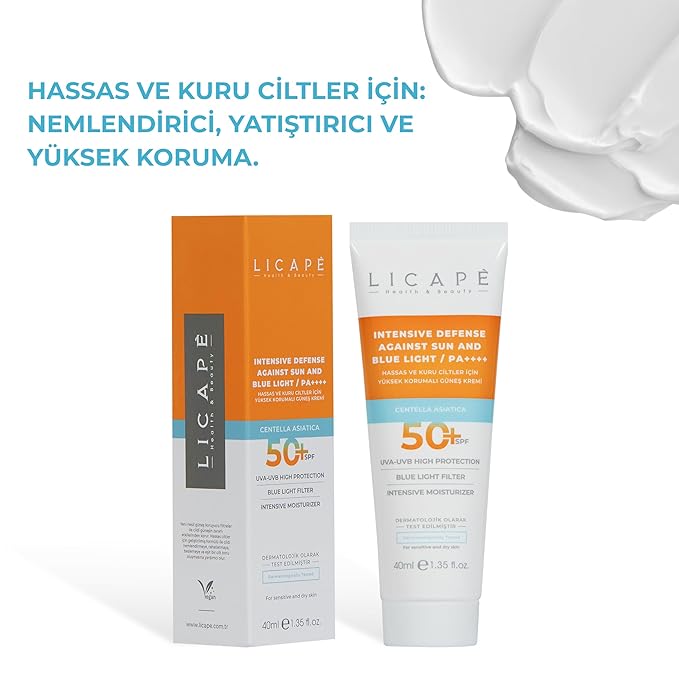 LICAPE® Sunscreen - SPF 50 High Protection Sunscreen for Face, 40ml | Lightweight Skin Care for Sensitive & Dry Skin