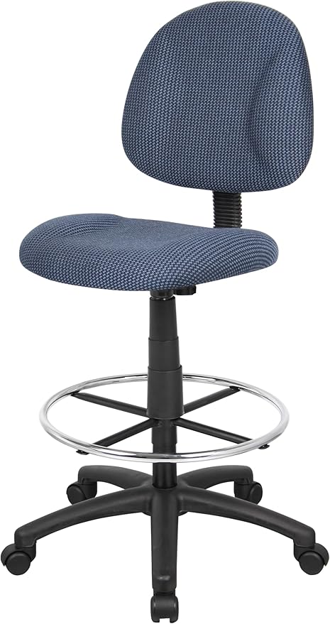 Boss Office Products Ergonomic Works Drafting Chair Without Arms in Blue, mid-Back (B1615-BE)