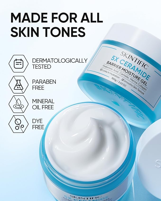 Face Moisturizer with 5X Ceramides, Hydrating Moisture Barrier Repair Cream for Sensitive/Oil Skin Types, Hyaluronic Acid & Centella, Daily Facial Moisturizer, Non-Comedogenic 50g/1.76fl.oz