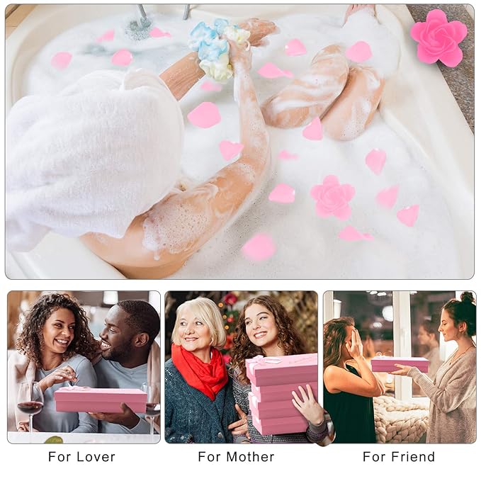36 PCS Floral Scented Bath Soap Rose Flower Petals, 2 Pack Plant Essential Oil Rose Soap Set, Best Gifts for Her Women Girls Mom Lover Birthday Valentine Christmas (Pink)