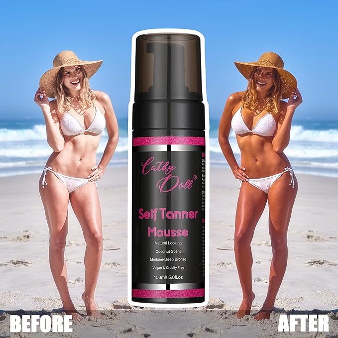 Cathy Doll Cruelty Free Sunless Tanning Mousse Natural Self Tanner Mousse Self Tanning For Fair Skin Body Face