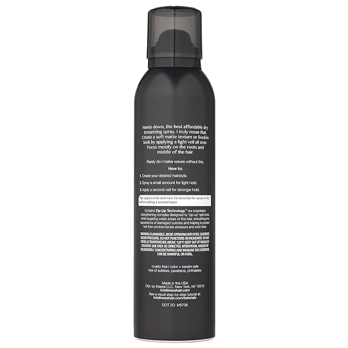 Kristin Ess Dry Texture Hair Spray for Women | Professional Salon | Light Hold Texturizing Styler + Volumizing Hairspray for Curls, Waves + Fine Hair | Soft Matte Finishing | Fresh Pear Fragrance, 7oz