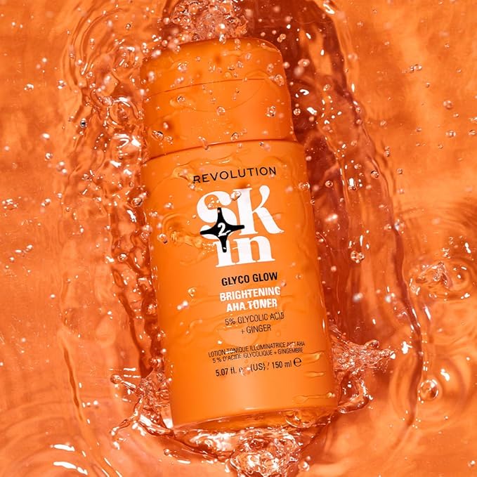 Revolution Skin, Glyco Glow 5% Glycolic Acid & Ginger Brightening AHA Face Toner, Helps Smooth Facial Complexion, Vegan & Cruelty-Free, 11.69 fl oz