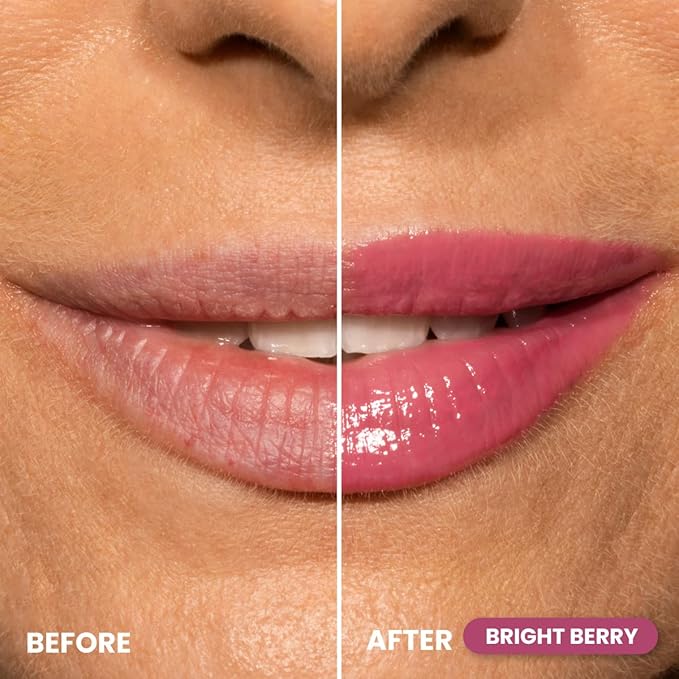 PRIME PROMETICS PrimeLip SPF 35 Lip Oil for Mature Women – UVA & UVB Shield – Intense, Long-Lasting Hydration – Vibrant Color & Non-Sticky, Shiny Gloss (Bright Berry)