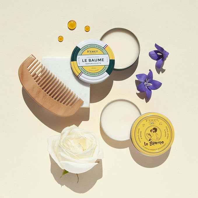 Feret Parfumeur Le Baume Multi-Purpose Balm – Violette – Deeply Hydrating Moisturizer for Dry Cracked Skin, Lips & Cuticles - Natural Lip Balm with Shea Butter & Honey -Made in France - 50ml/1.7 Ounce
