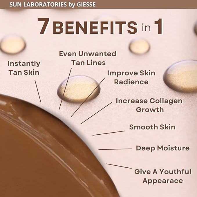 Sun Laboratories By Giesee Dark Sunsation Self Tanning Lotion 8 oz with Tanning Mitt - Ultra Dark, Organic, Pregnancy Safe, Travel Size Self Tanner, Long Lasting, Natural, Sunless Tanning Lotion Kit