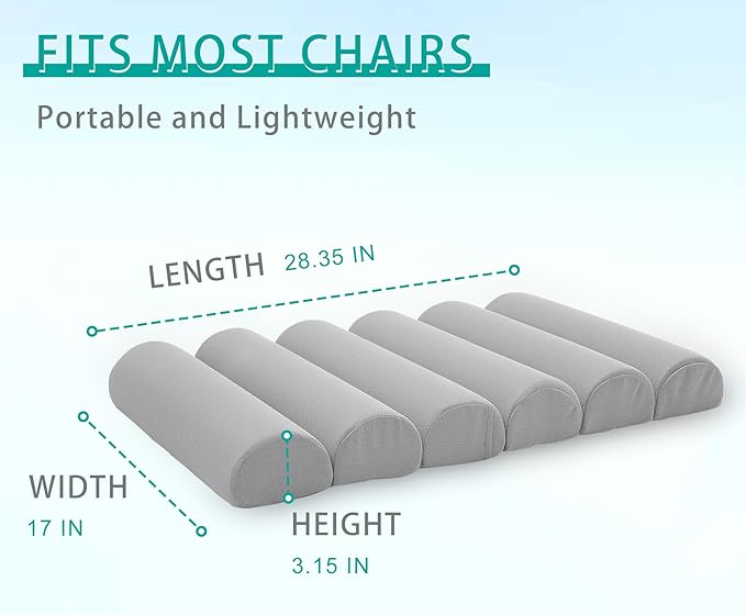 Ergonomic Lumbar Support Pillow for High Back Office Chair - Adjustable 6 Semicircular Back Cushion with Breathable Mesh Cover,Spine Support for Desk/Gaming Chairs, Neck/Upper/Lower Back Pain Relief