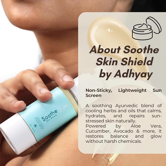 ADHYAY Soothe Natural Sunscreen with Red Raspberry Seed Oil, Carrot Seed Oil, Avocado & Aloe Vera – Chemical-Free Broad Spectrum Sun Protection for Face & Body – Non-Greasy, Travel Size – 30ml