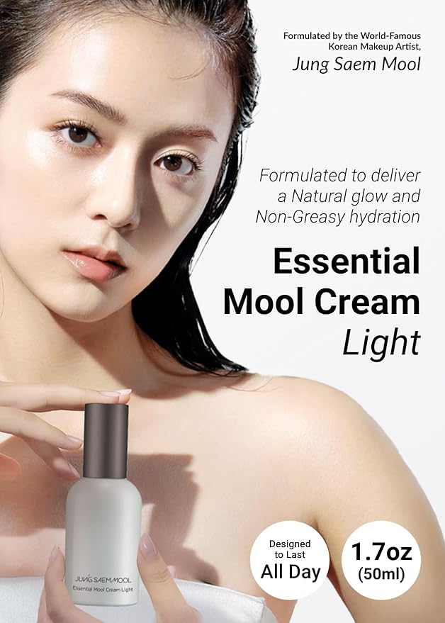 JUNG SAEM MOOL Essential Mool Cream | Hydrating Primer for a Long-Lasting Foundation Makeup, Glow Finish, Centella and Panthenol for Glass Skin, Korean Skincare (Light, 1.7 Fl Oz)