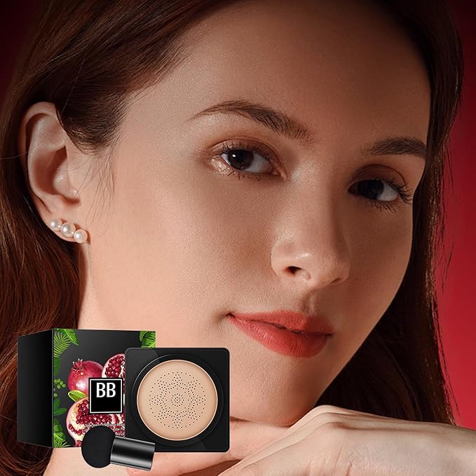 Mushroom Head Air Cushion CC Cream, Long-Lasting Concealer BB Cream Moisturizing Color Corrector Foundation Makeup, Even Skin Tone for All Skin Types, Natural