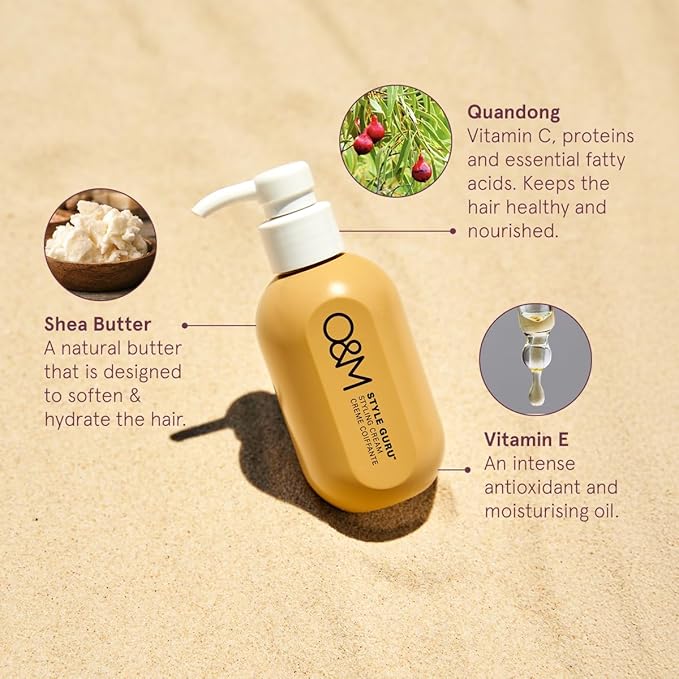 O&M Style Guru Styling Cream, Lightweight Texture Cream for Volume Shine Frizz Control, Adds Soft Movement to Blow Outs, Vegan Cruelty Free with Macadamia Oil Shea Butter UV Protection, 150ml
