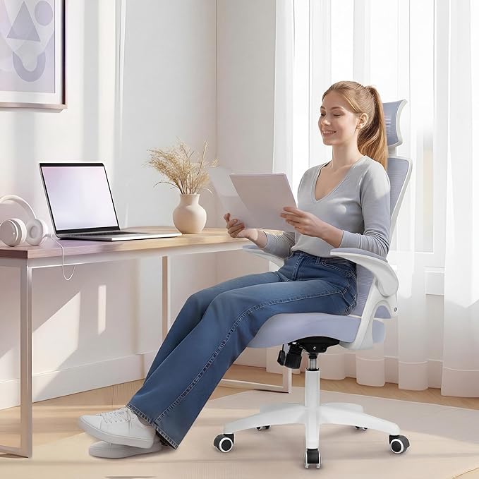NEO Chair Ergonomic Office Desk Chair High Back Computer Gaming Mesh Chair with Comfy Task Adjustable Arms Lumbar Support Headrest Swivel for Home Office (Purple)