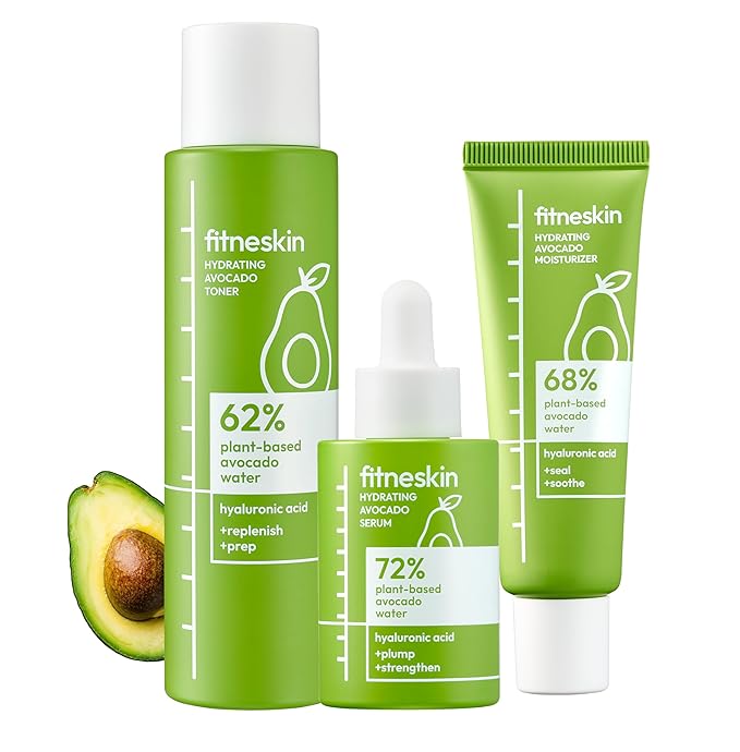 Hydrating Avocado – Toner, Serum & Moisturizer Set for Deep Hydration, Skin Barrier Repair & Soothing Korean Sklin care – Alcohol-Free, Fragrance-Free, Vegan